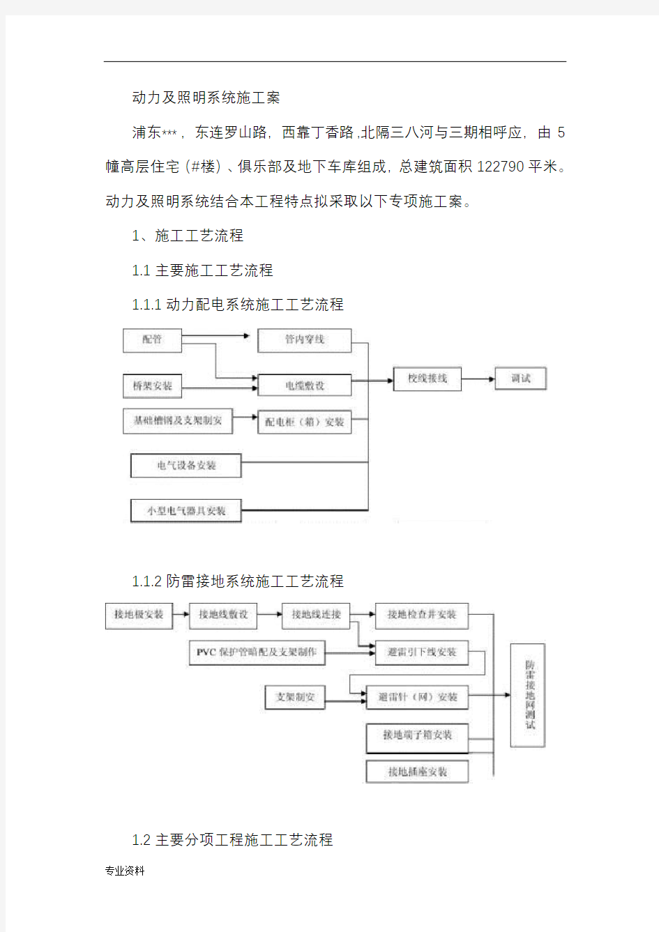 动力照明系统施工组织设计