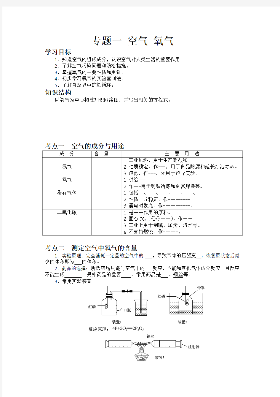 专题一空气氧气