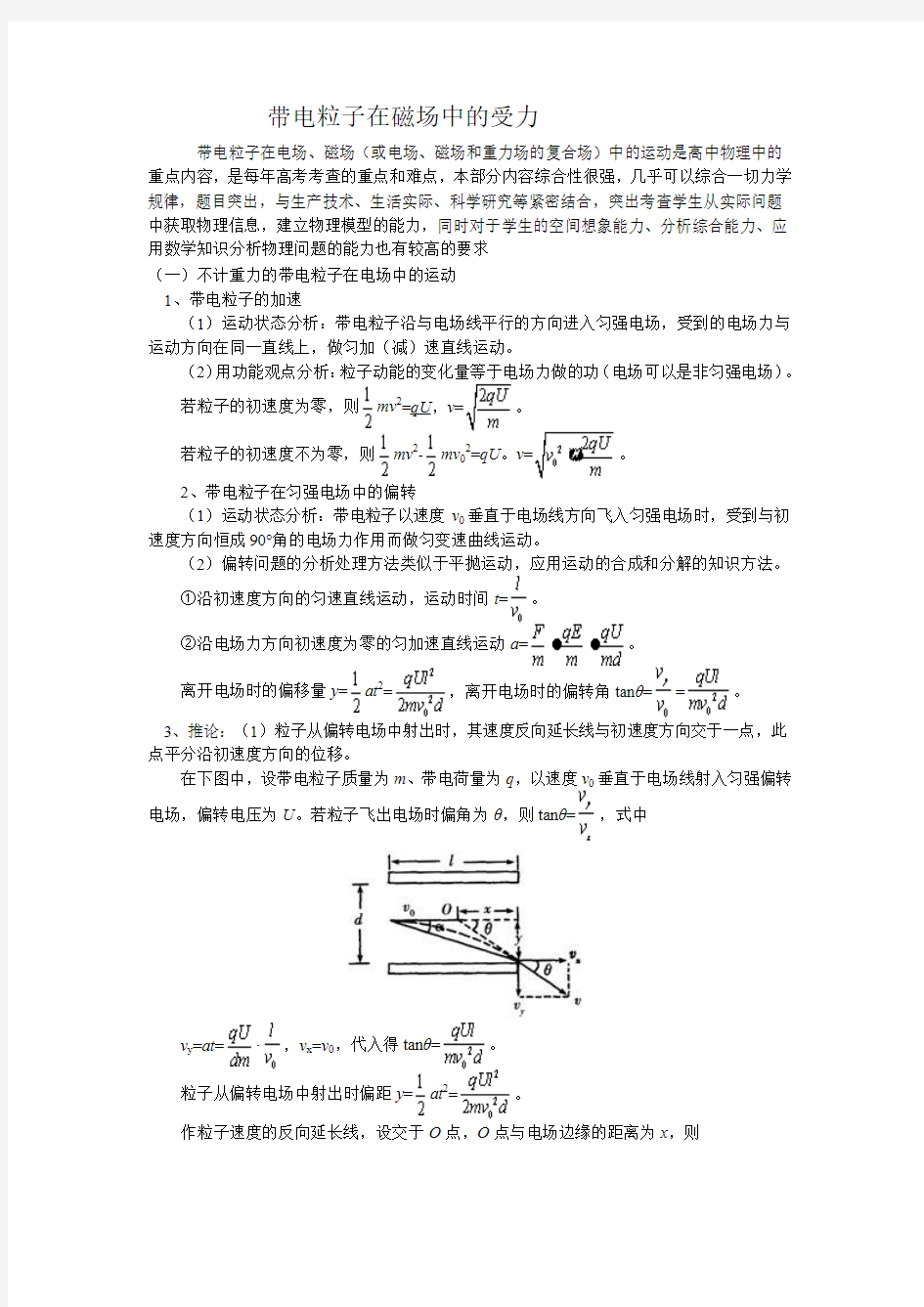 带电粒子在磁场中的受力