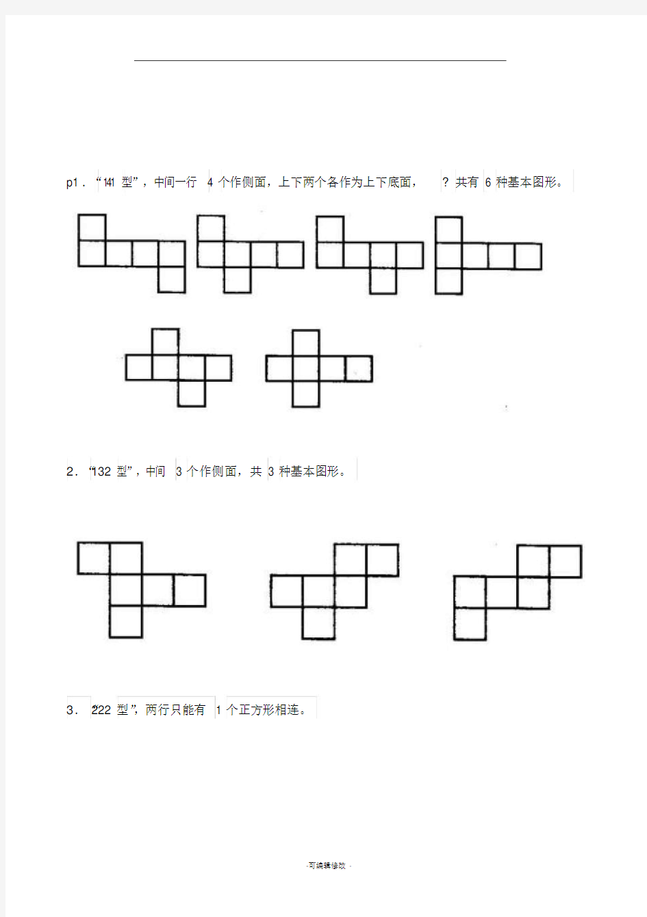 正方体展开图及相对面