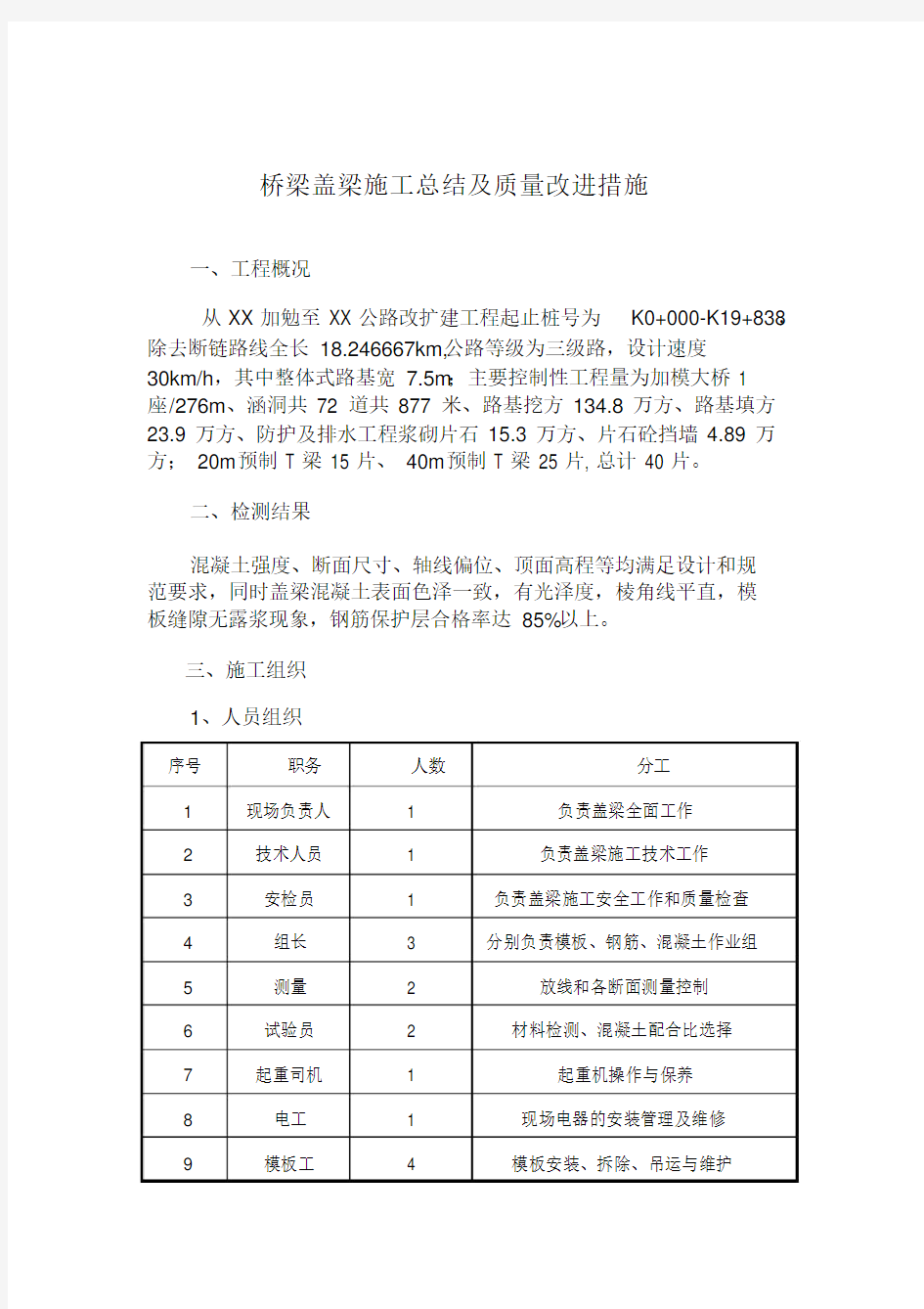 桥梁盖梁施工总结及质量改进有效措施.doc