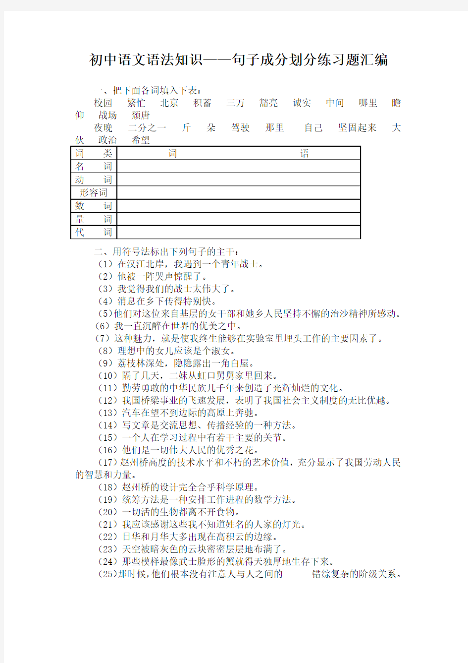 语文语法知识--句子成分