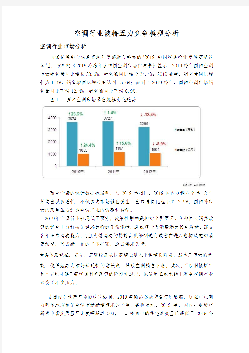 空调行业五力竞争模型分析..-共9页