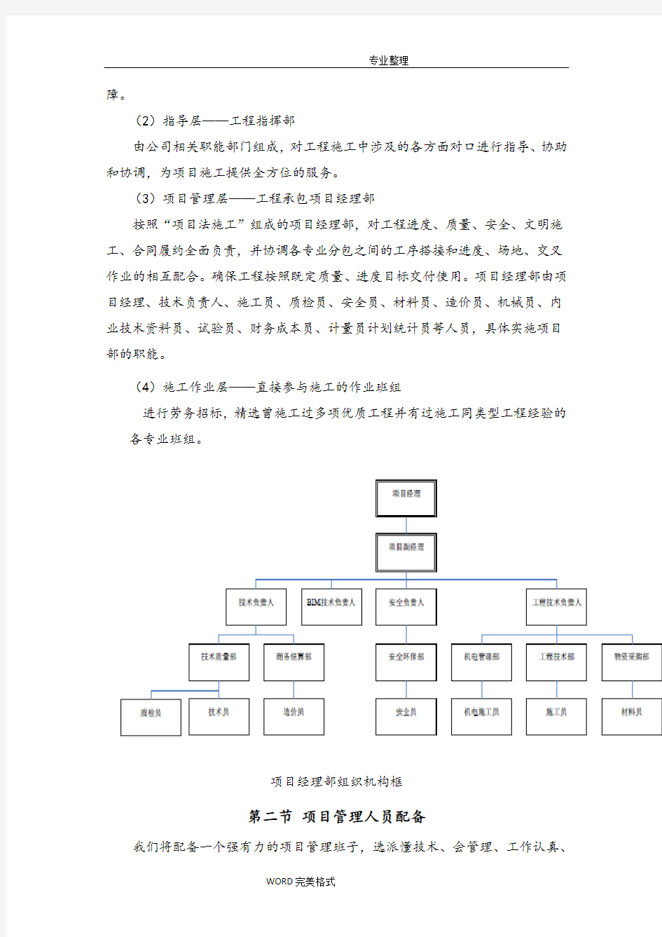 项目组织管理机构和人员配备