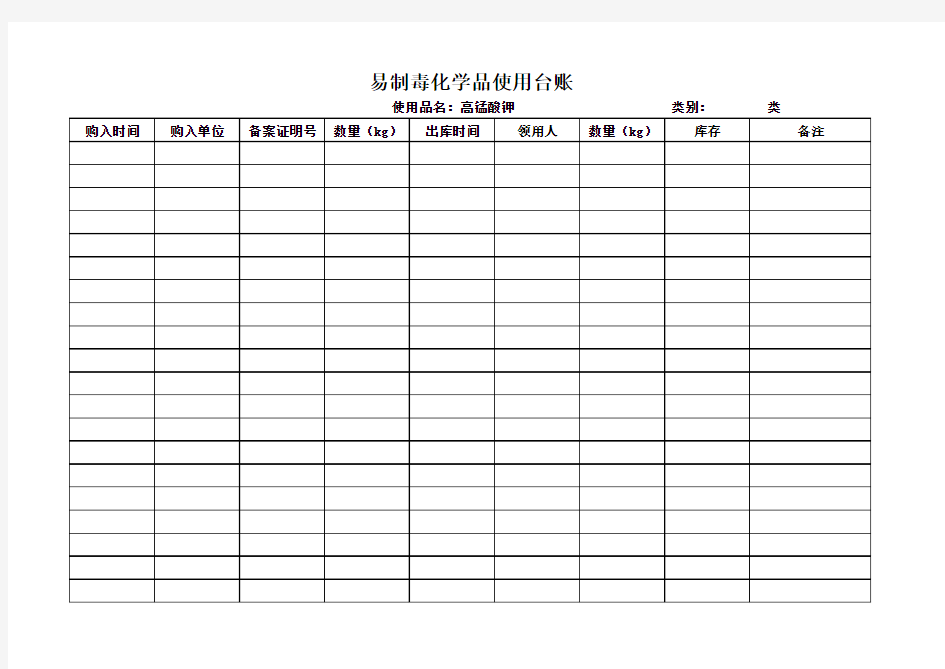 易制毒化学品使用台账