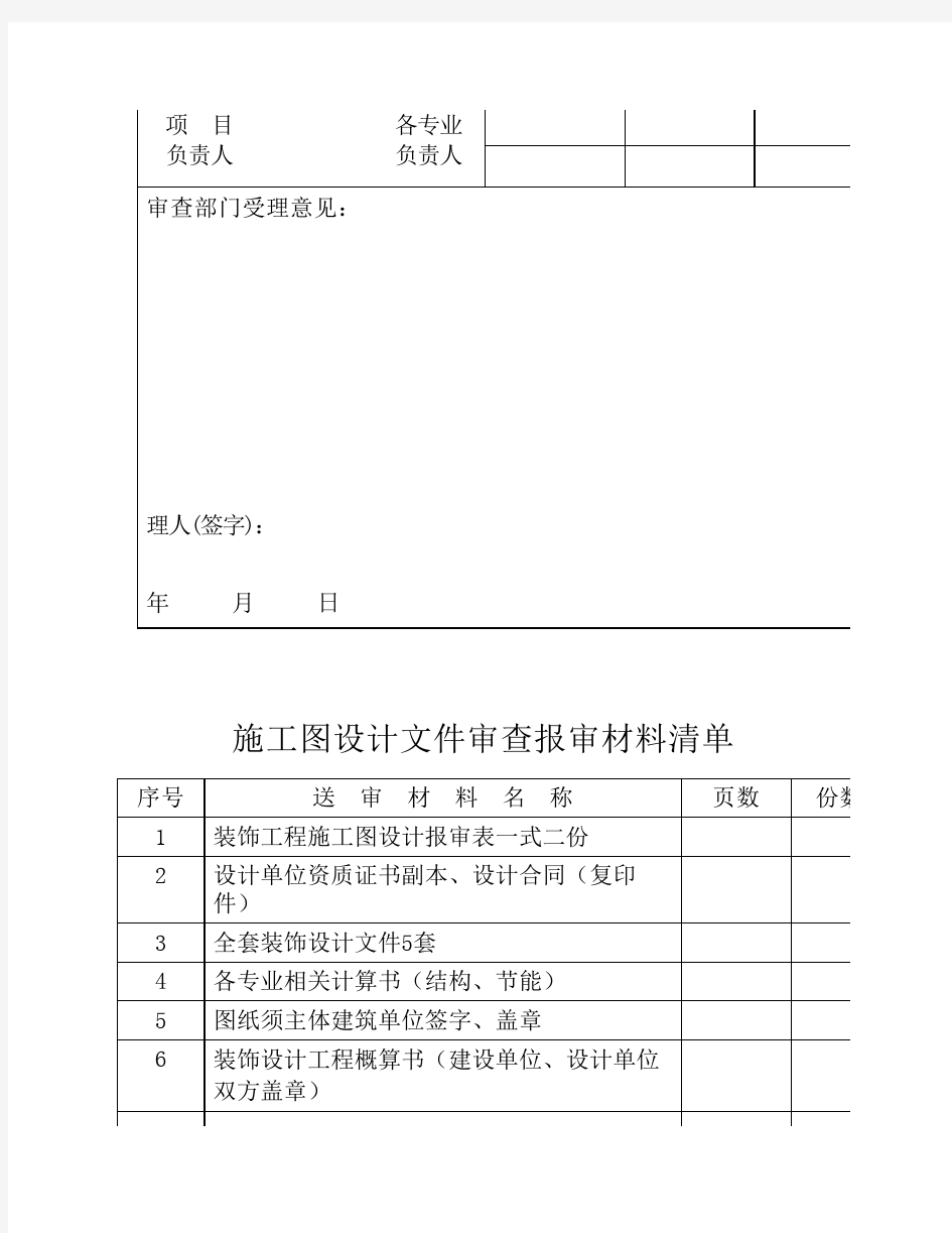 南京市江宁区装饰工程施工图设计文件审查报审表
