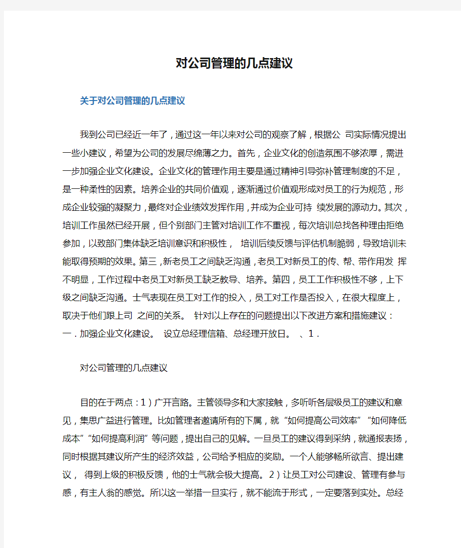 对公司管理的几点建议