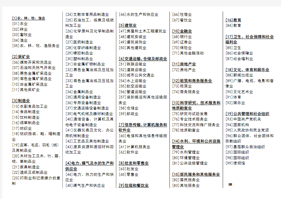 中华人民共和国国家统计局-行业分类标准