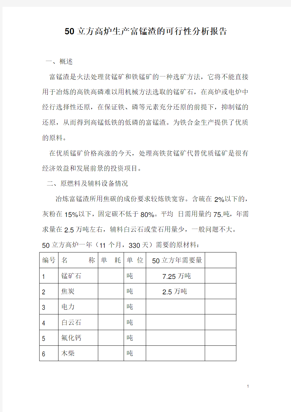 生产富锰渣的可行性分析