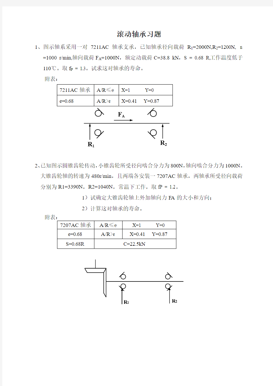 机械设计基础-滚动轴承习题