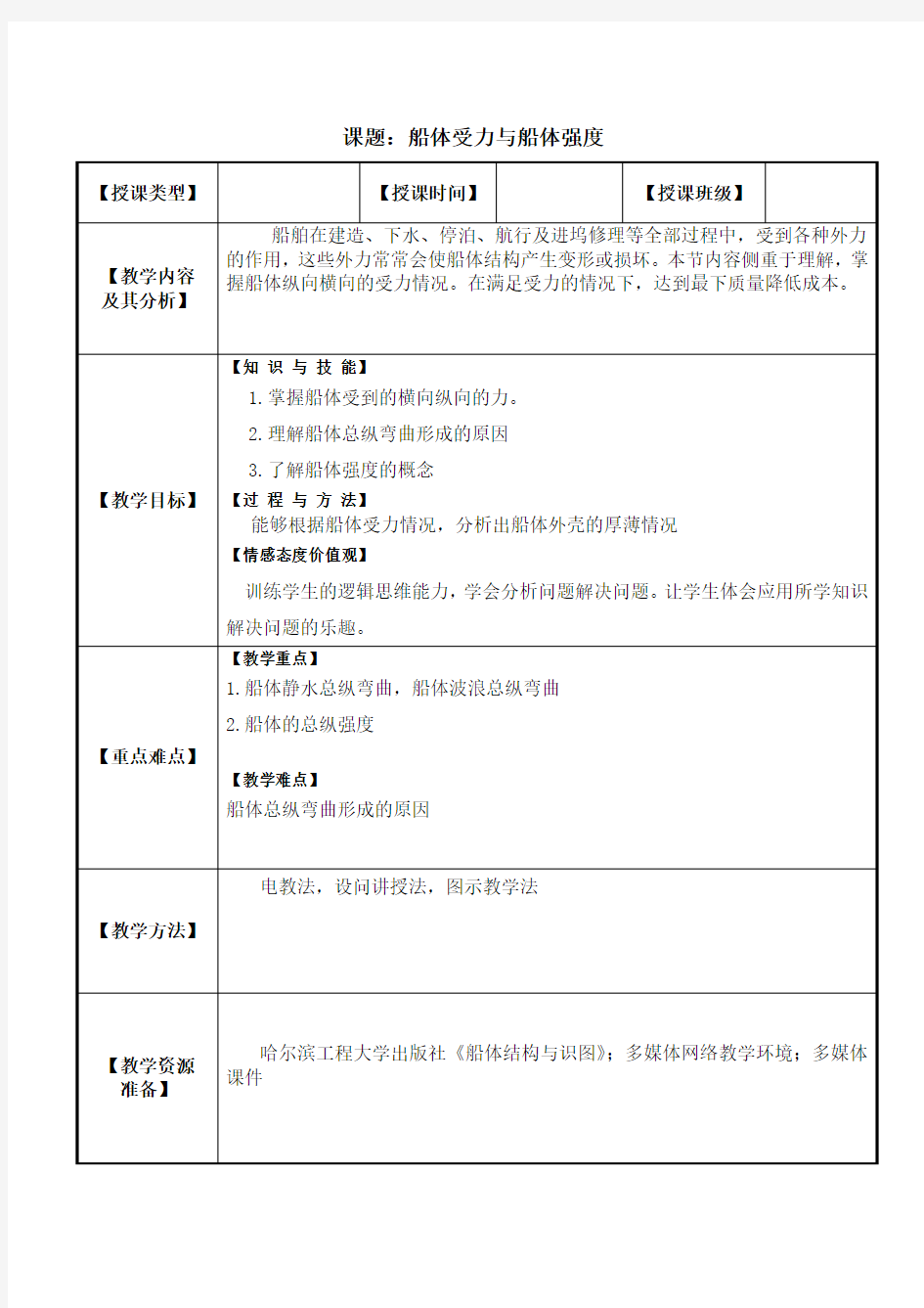 船体结构与识图教案1-2