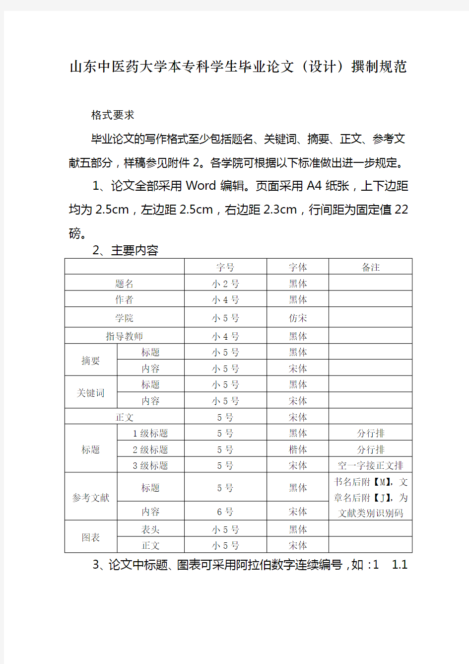 山东中医药大学论文要求