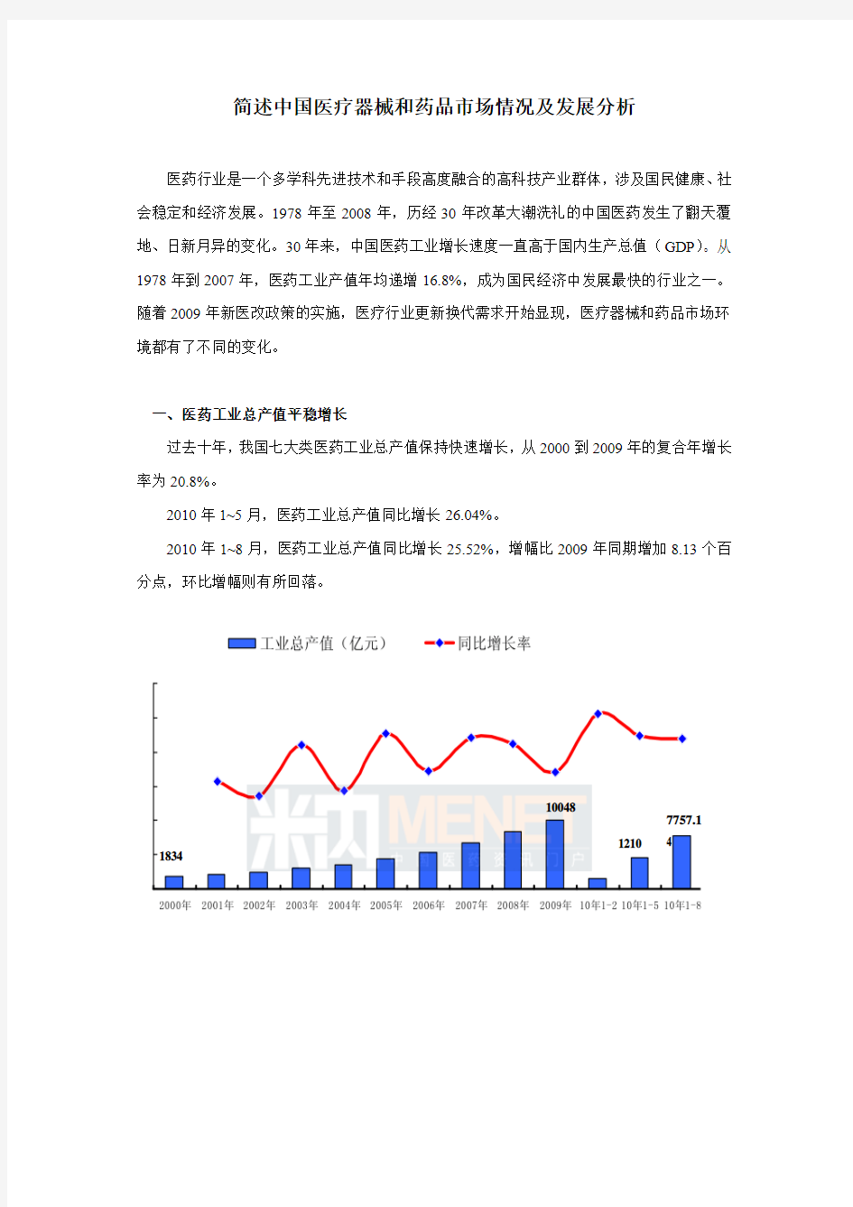 简述中国医疗器械和药品市场情况及发展分析