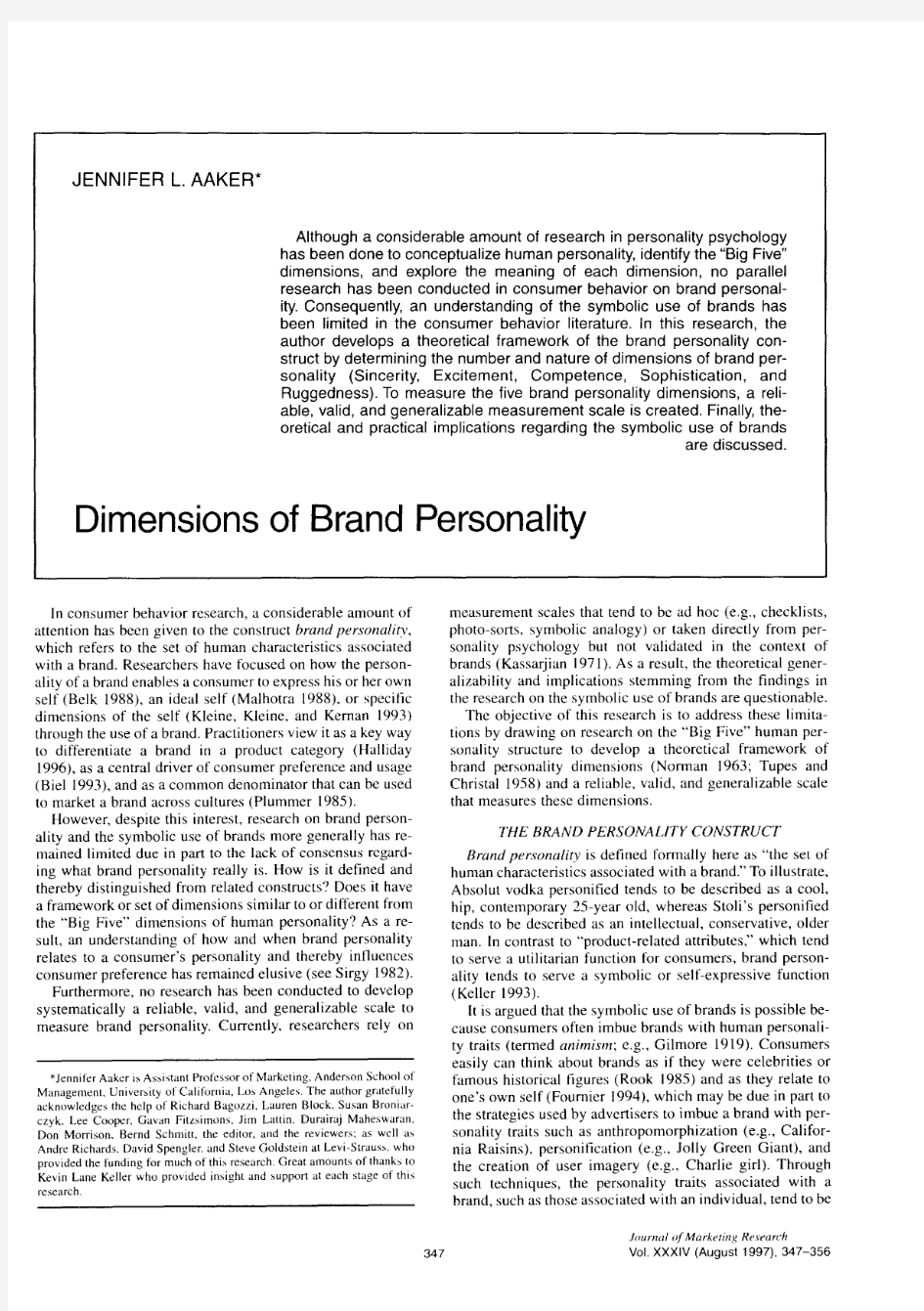 09 Dimensions of Brand Personality 品牌个性的维度