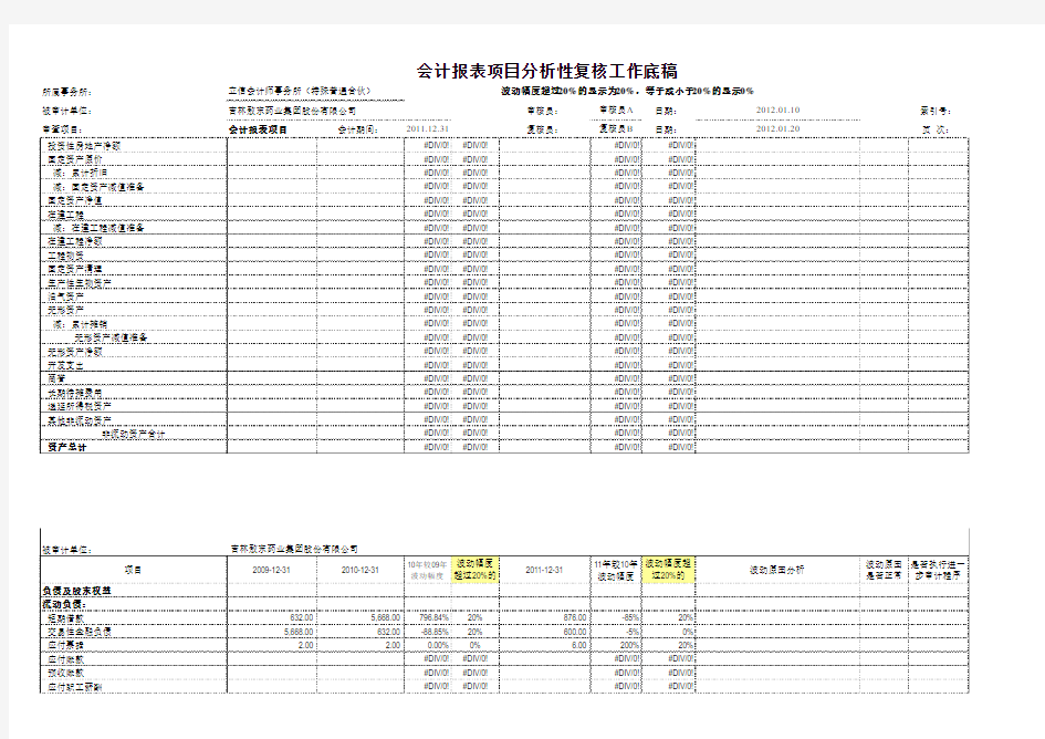 分析性复核工作表