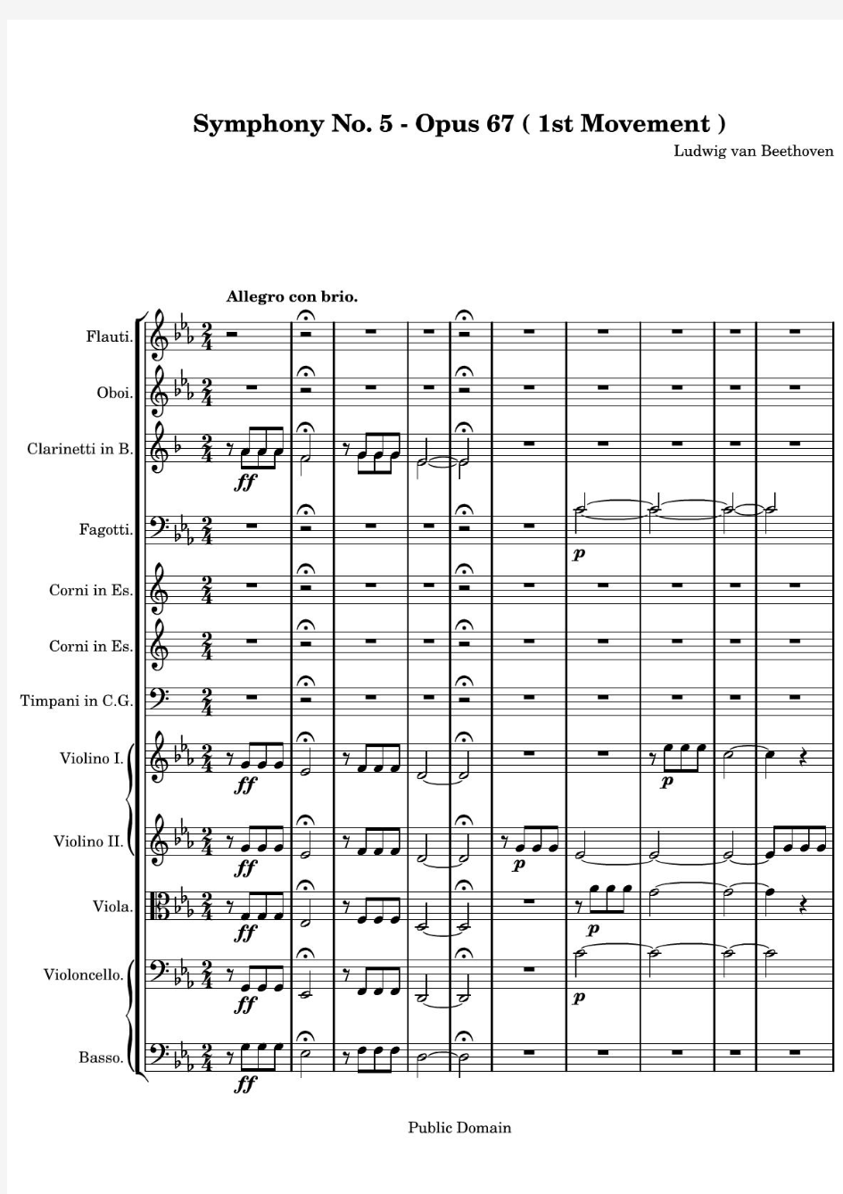 贝多芬《命运交响曲》总谱
