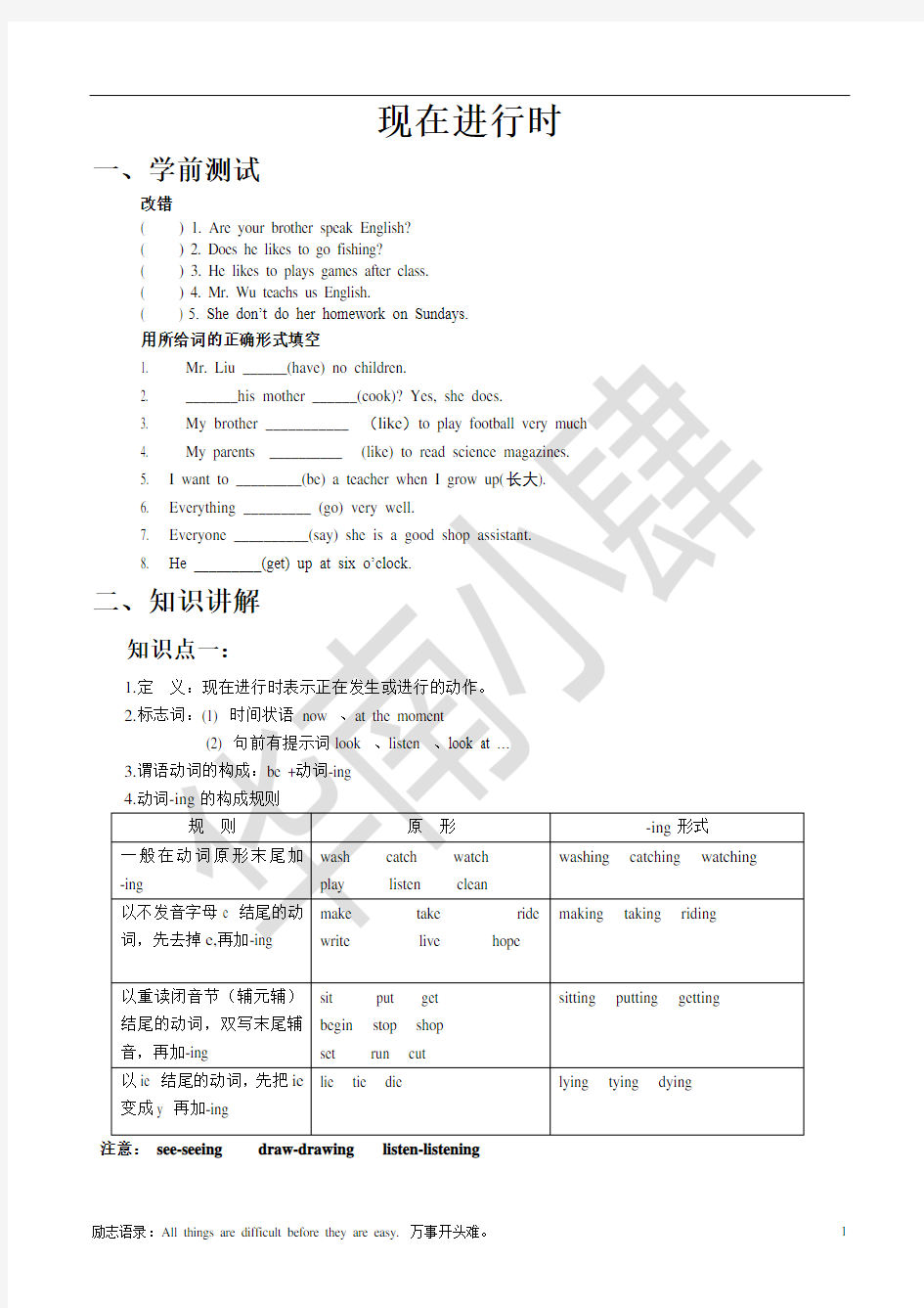 现在进行时专题讲解