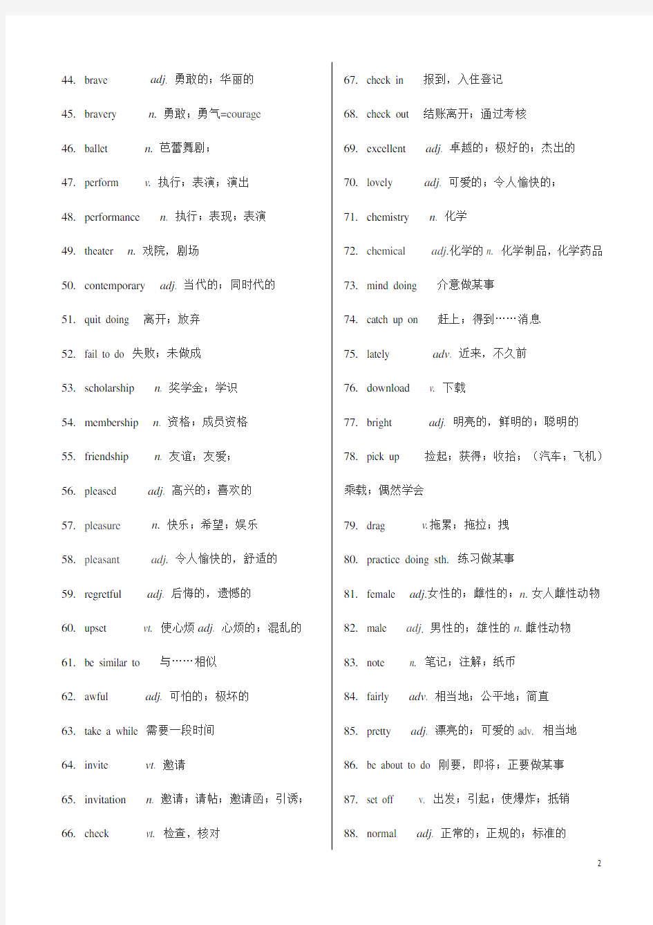 2018年高考英语 全国2 卷词汇总结