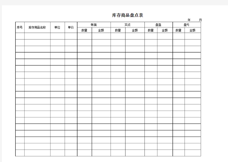 每日库存盘点表