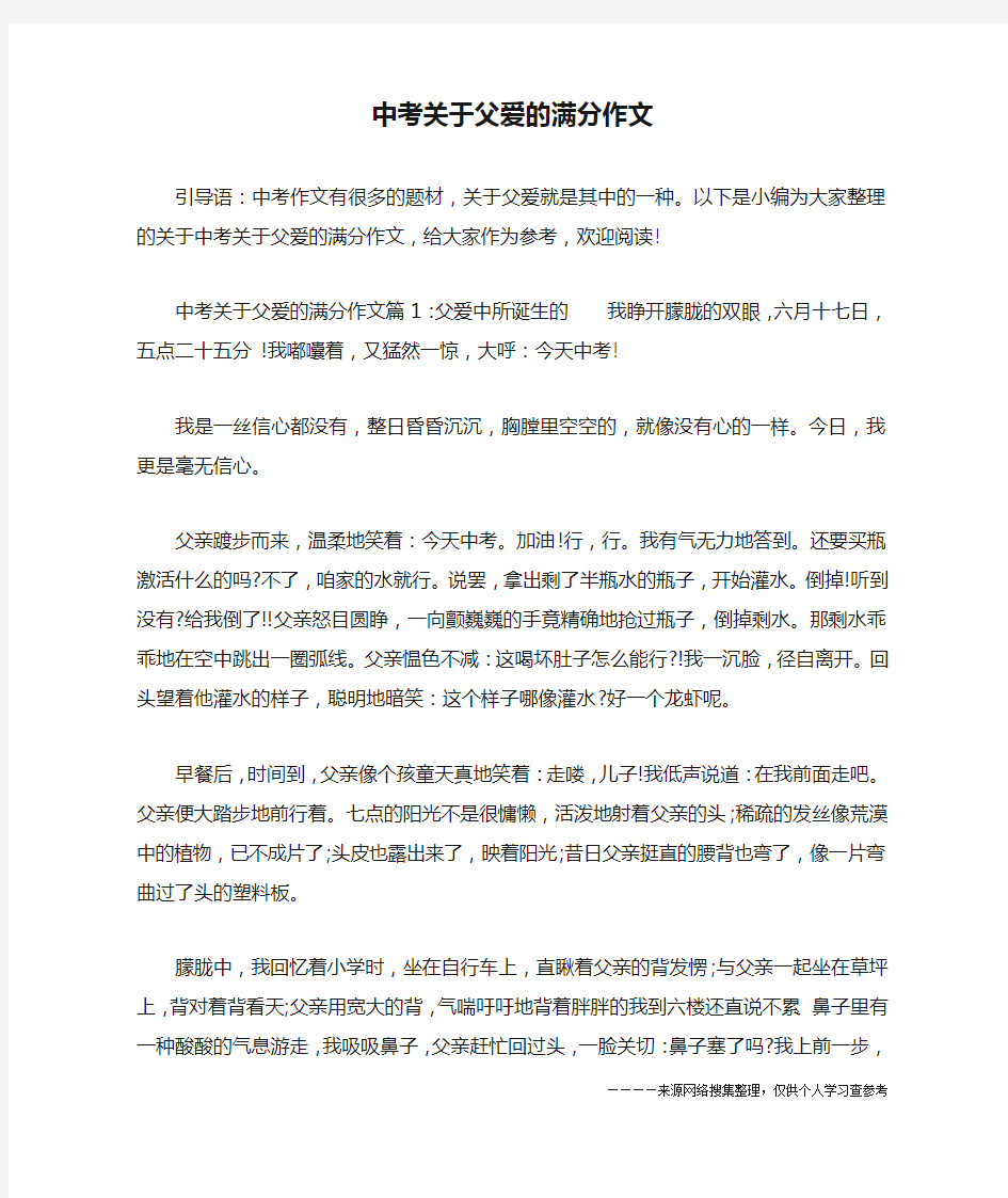 中考关于父爱的满分作文