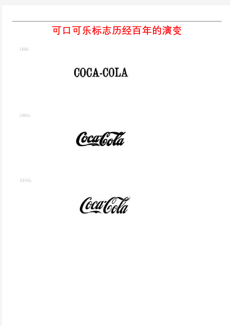 可口可乐标志发展历程精编