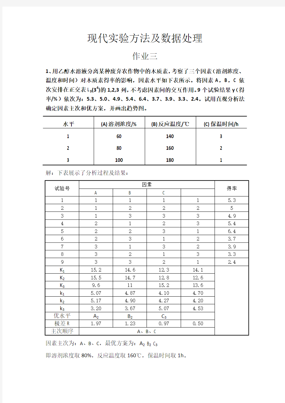 实验设计与数据处理 第三次课后作业答案