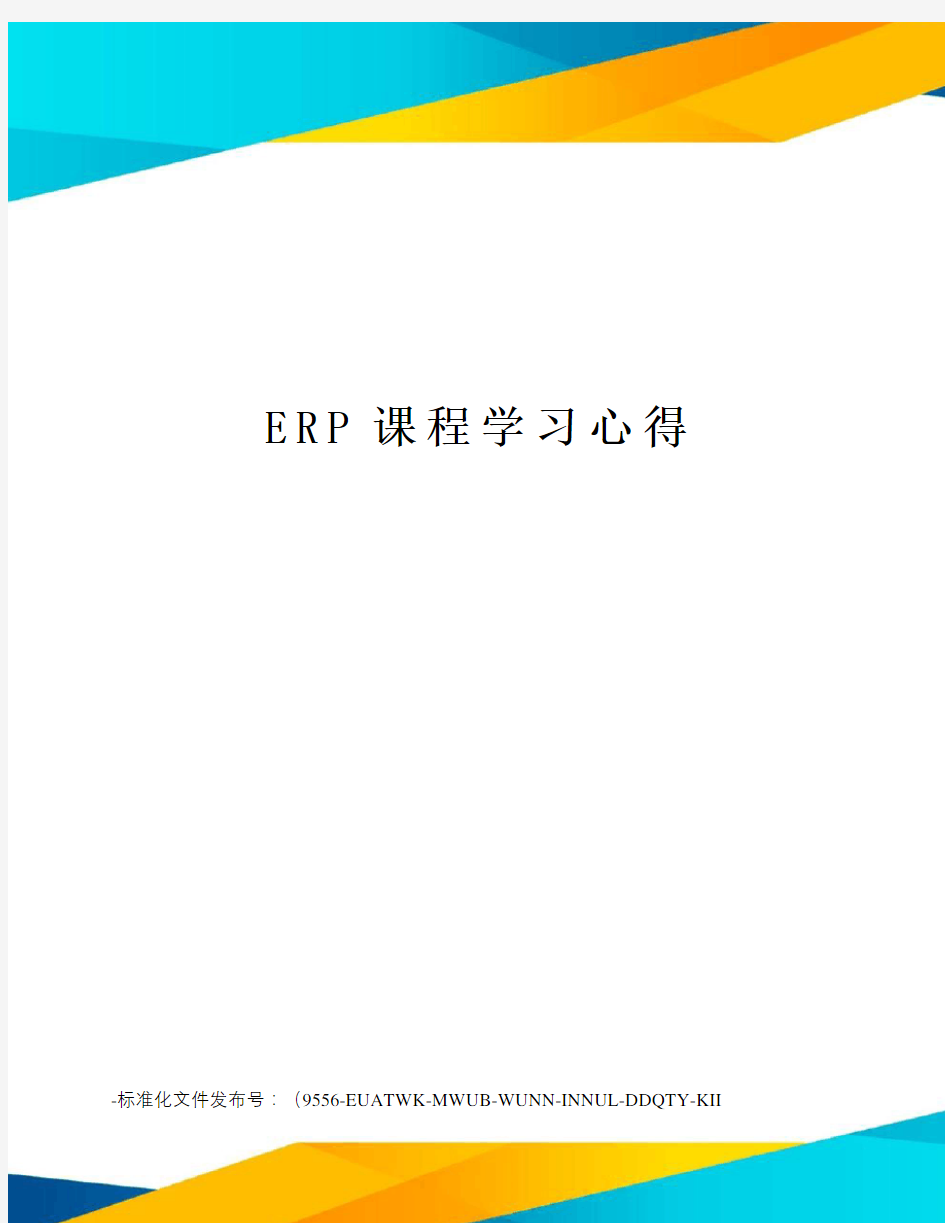 ERP课程学习心得