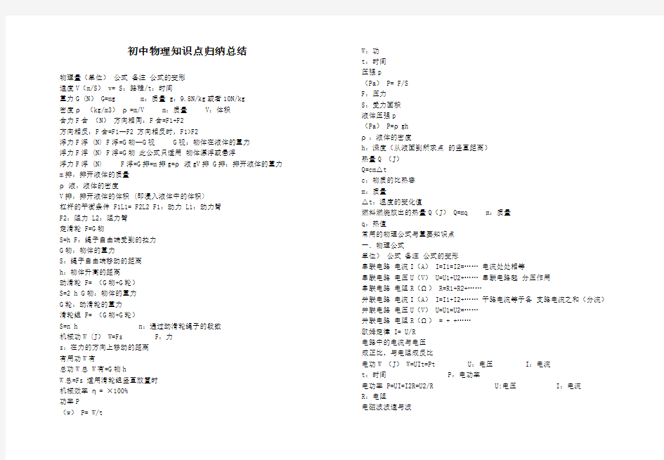 [精编版]初中物理基础知识(知识点)合集