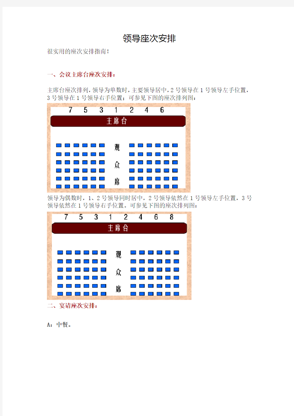 领导座次安排最新最实用