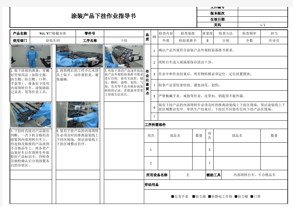 涂装产品下挂作业指导书