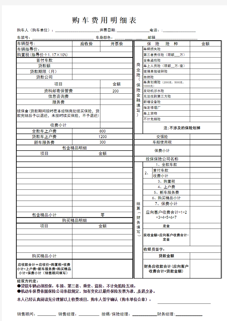 购车费用明细表(2017.6.6))