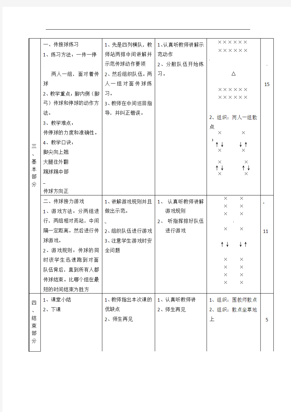 《足球传接球练习》教案