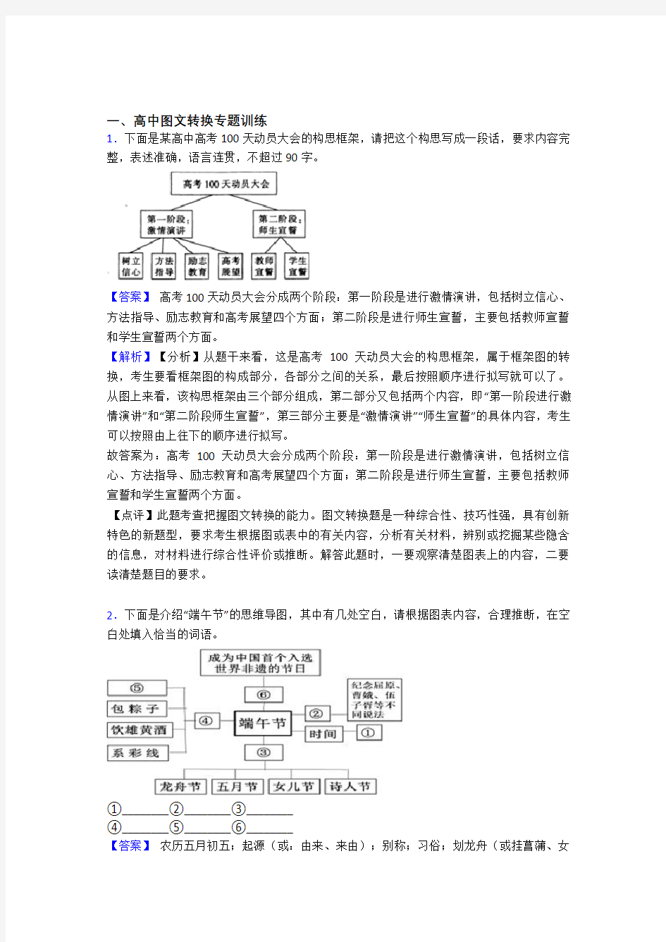 2020-2021高考语文图文转换-经典压轴题附详细答案