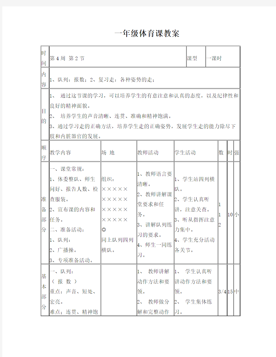 最新一年级体育教案全集名师优秀教案