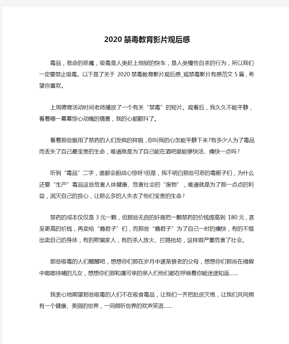 2020禁毒教育影片观后感