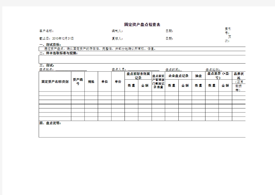 固定资产盘点表【模板】