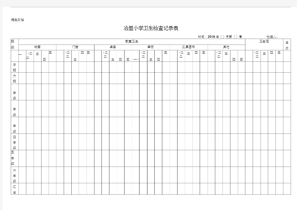 最新卫生检查记录表