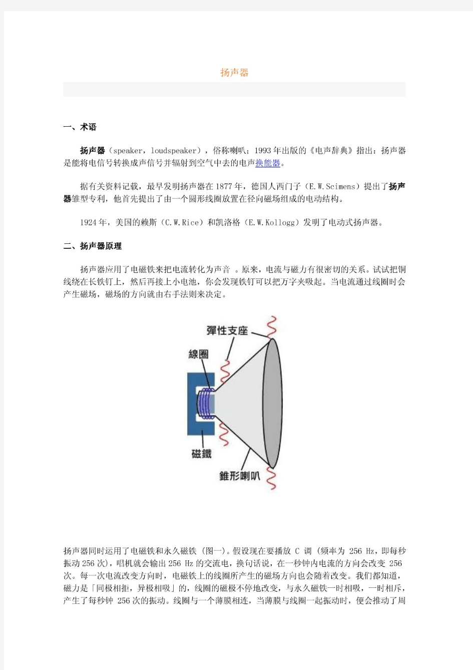 扬声器的工作原理