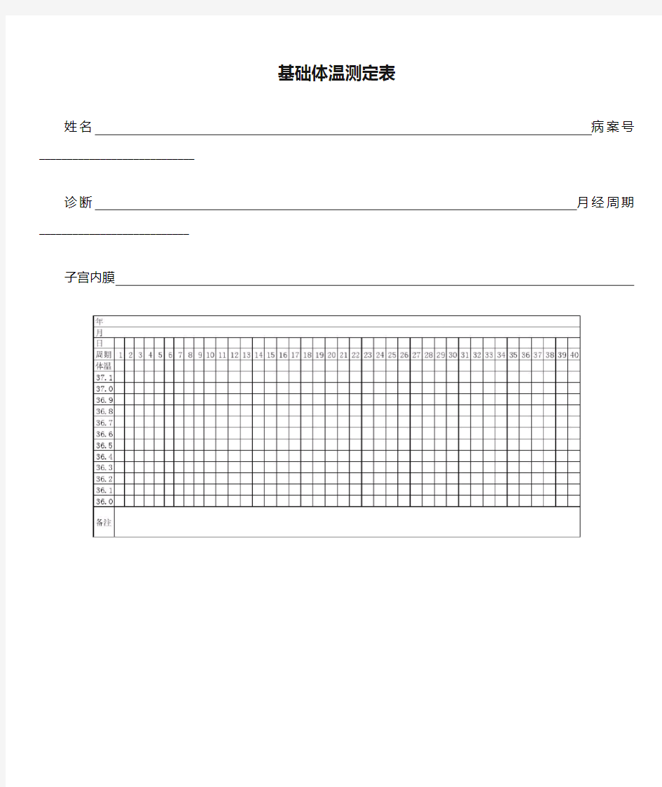 医院排卵期基础体温测定表