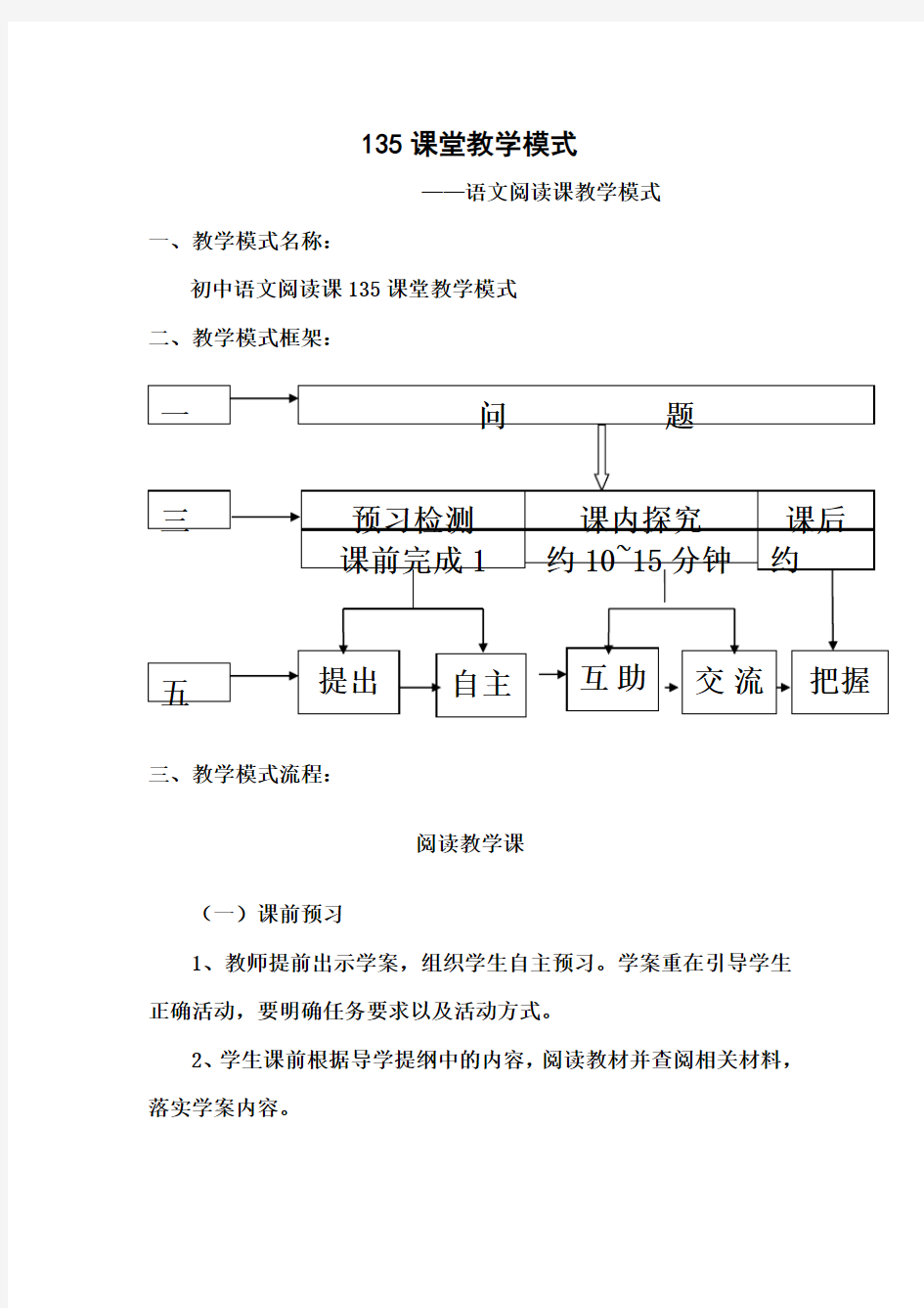 初中语文阅读教学模式及教学设计