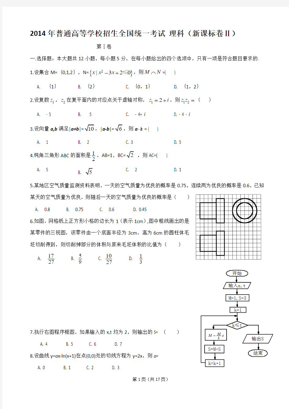 2014年高考真题——全国卷2 数学(理)(word版)