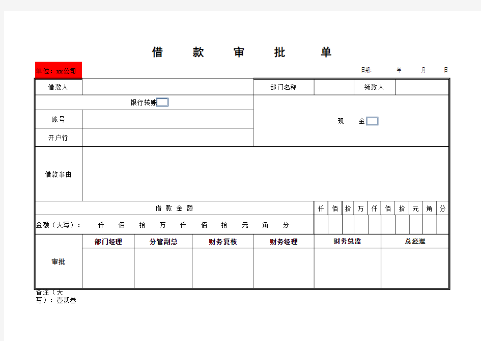 XX公司财务报销表格