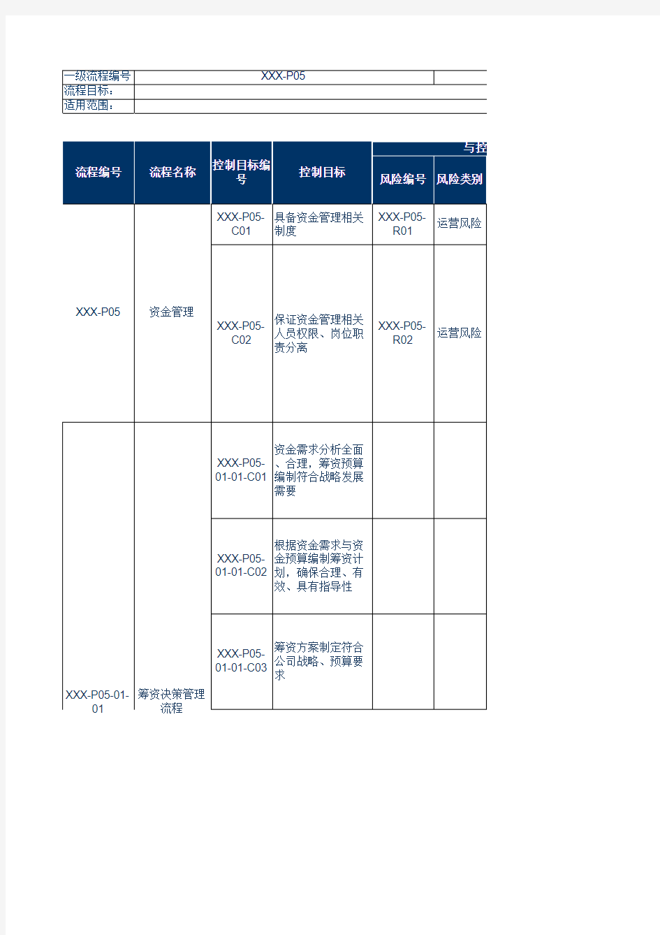 资金内控矩阵