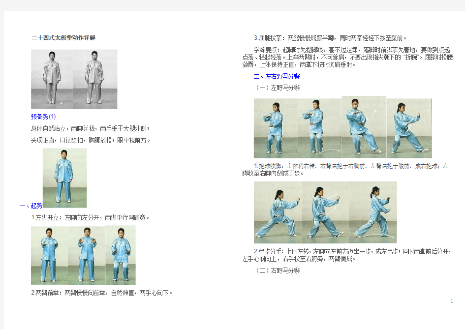 二十四式太极拳动作详解