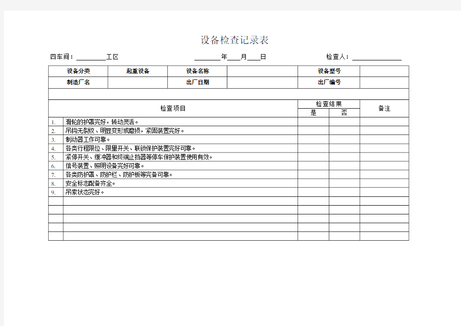 设备检查记录表