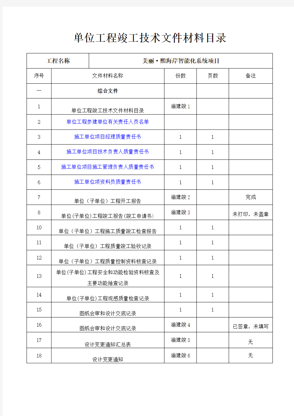 智能化工程(重庆档案馆)归档资料