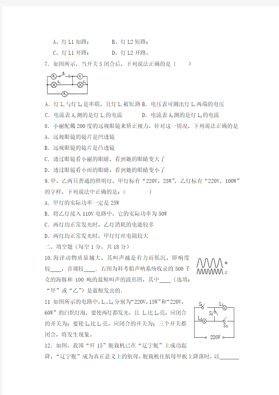 2014年沈阳市中考物理模拟试卷(1)