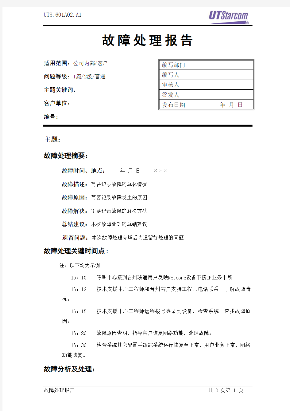 故障处理报告