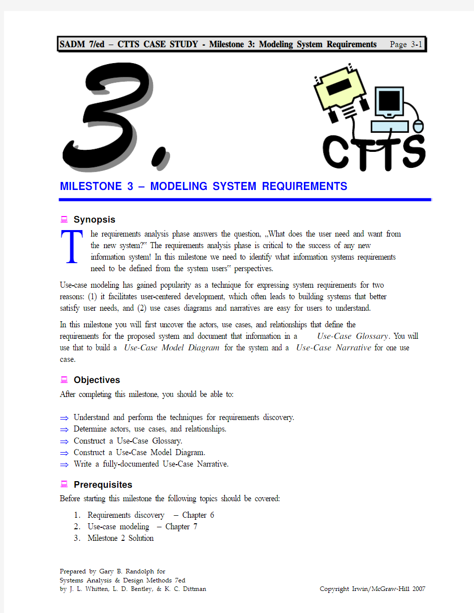 Case Study CTTS - Milestone 03 Modeling System Requirements