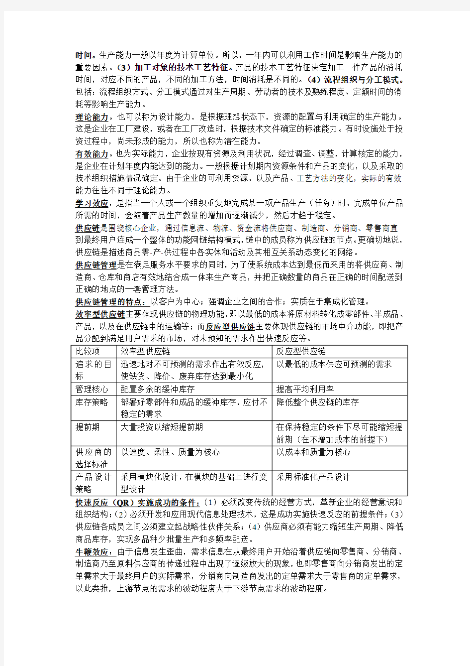 运营管理 重点整理